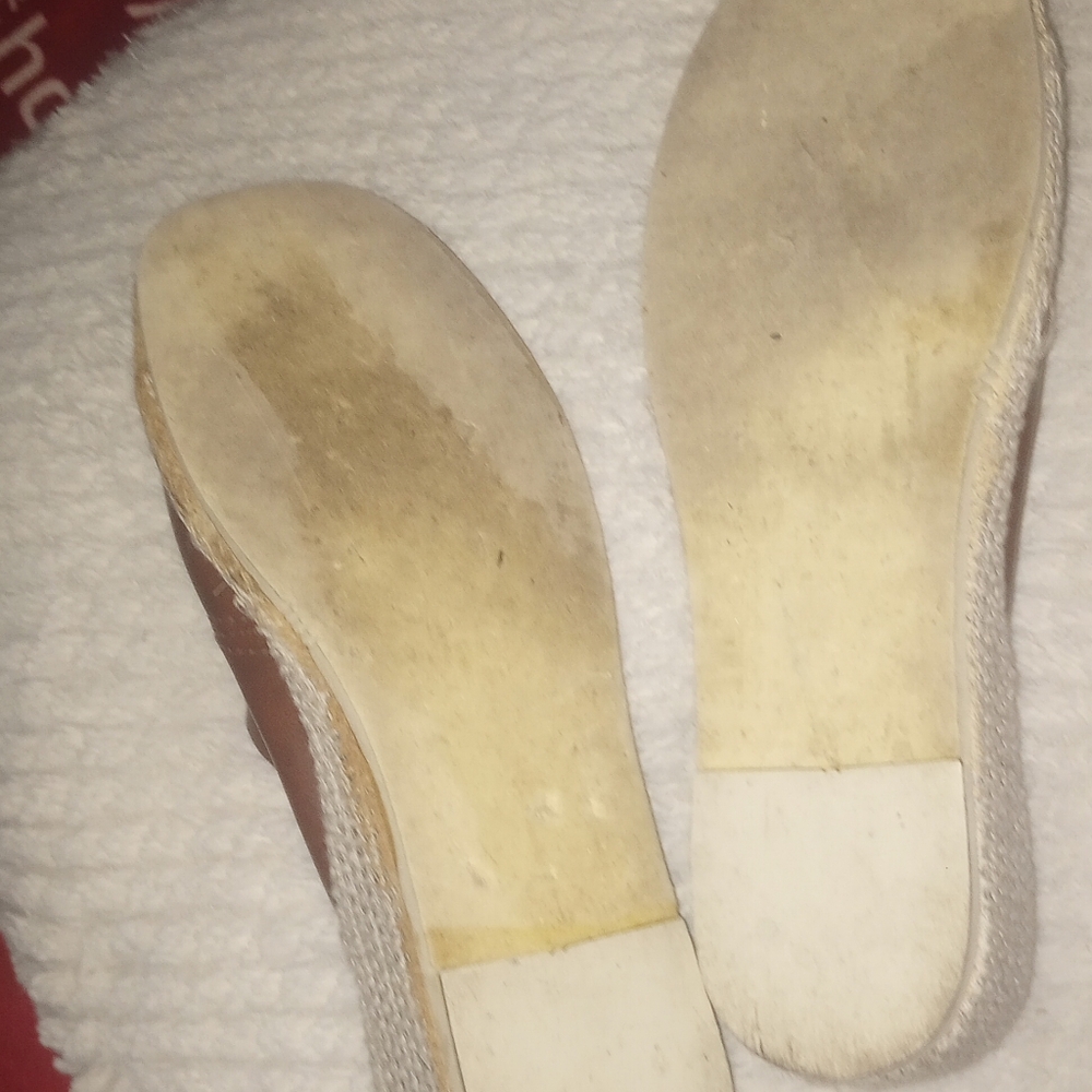 Brown Leather Women's Slip-On Open Toe Shoes - Picture 3 of 3